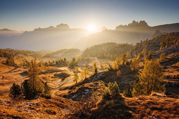 sunrise in the Dolomites from Cinque Torri, Italy